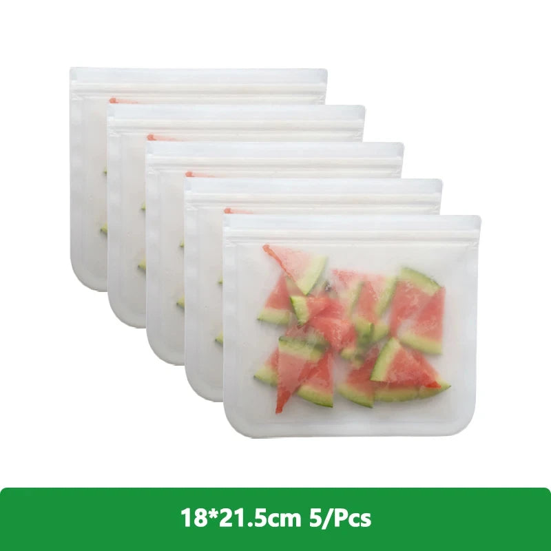 Reusable Food Storage Bags – Freezer & Ziplock Set – 1/5/10 Pcs