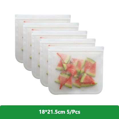 Reusable Food Storage Bags – Freezer & Ziplock Set – 1/5/10 Pcs