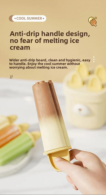 🍧 4-Grid Silicone Popsicle Molds – BPA-Free Reusable Ice Cream Maker for Kids & Adults 🍦