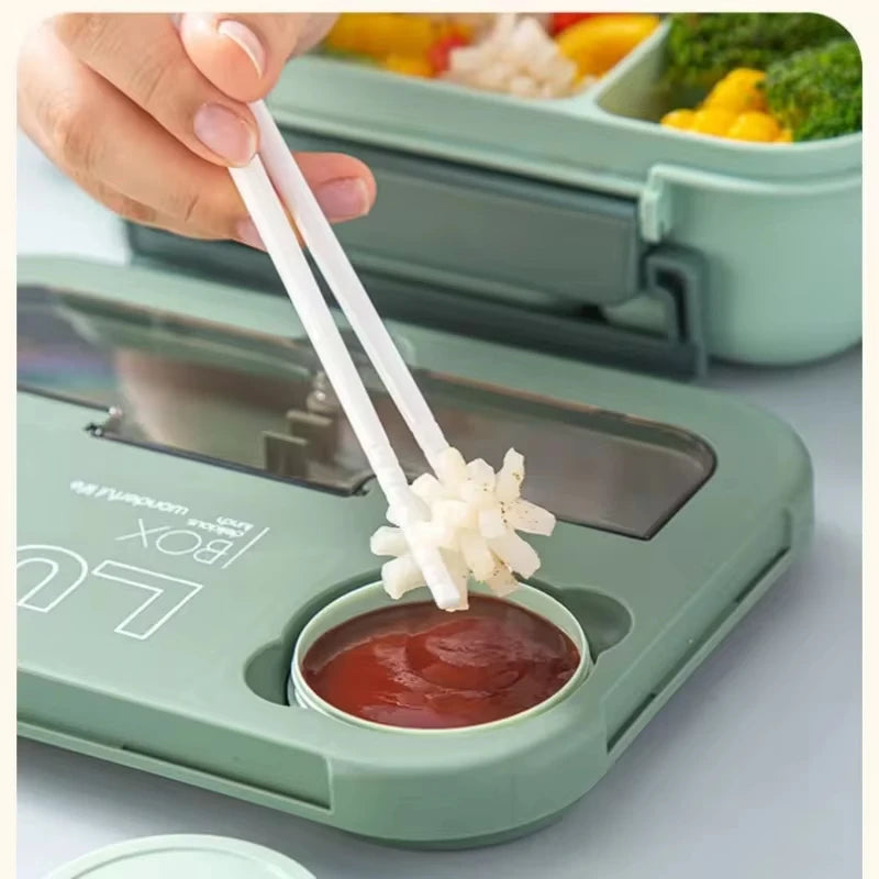 🍱 1300ML Bento Lunch Box – 4 Grid Leakproof Microwavable Set 🍱