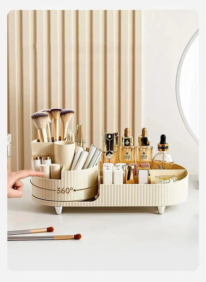 💄 360° Rotating Makeup Organizer – Large Capacity Cosmetic Storage Box 🔄