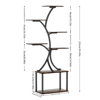 🌿 Multilayered Tree-Shaped Plant Stand – Industrial Style Corner Display 🌿