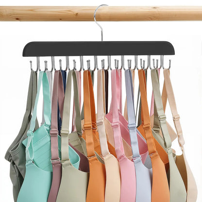 👚 Wooden Hanger with 20 Foldable Hooks – Space-Saving Belt & Accessory Organizer
