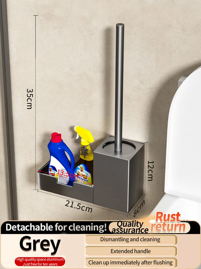 🧻 Punch-Free Bathroom Toilet Shelf & Brush Holder 🛁