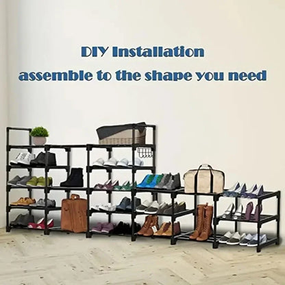 👟 Multi-Layer Shoe Rack with Hooks – Large Capacity, Modular & Detachable Design