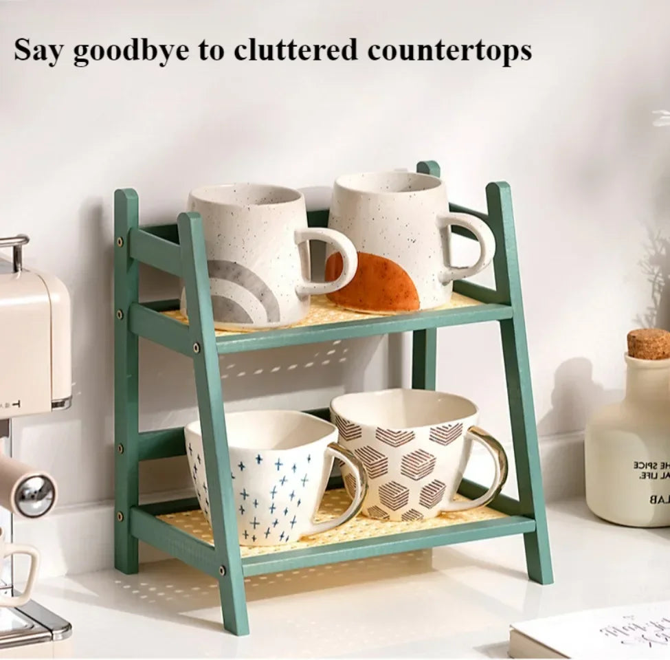 🌿 Bamboo 2-Tier Desk Shelf – Minimalist Organizer for Plants, Cups & More 🧺