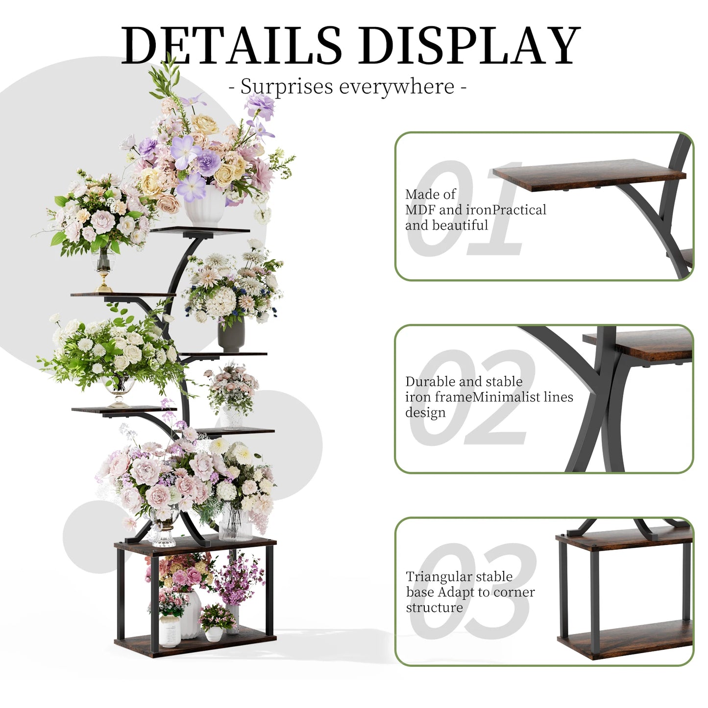 🌿 Multilayered Tree-Shaped Plant Stand – Industrial Style Corner Display 🌿