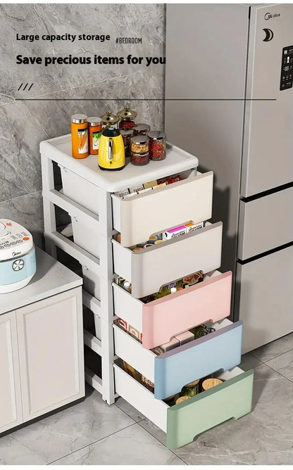 Multi-tier drawer cabinet with 3 to 7 layers and wheels for versatile home storage
