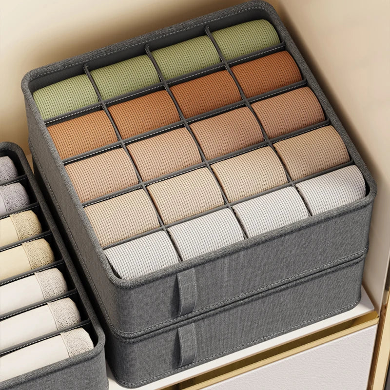 🧺 Foldable Drawer Organizer Box – 1/6/7/20-Grid Storage for Underwear, Socks & Bras