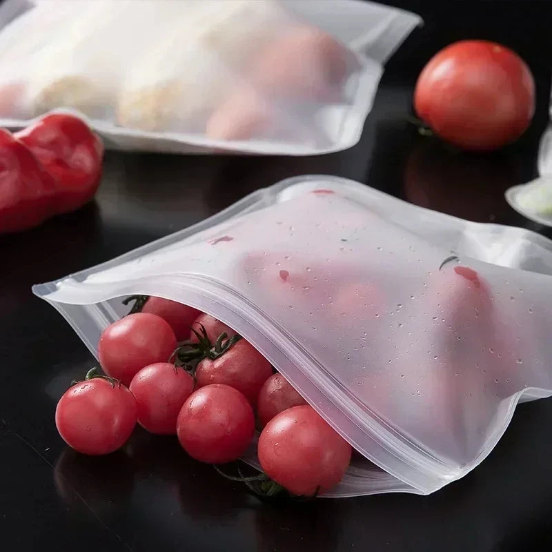 Reusable food storage bags BPA free ziplock freezer bags for meats, salad, fruit, and snacks
