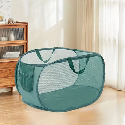 🧺 Foldable Mesh Laundry Hamper – Organise Dirty Clothes in Style! ♻️