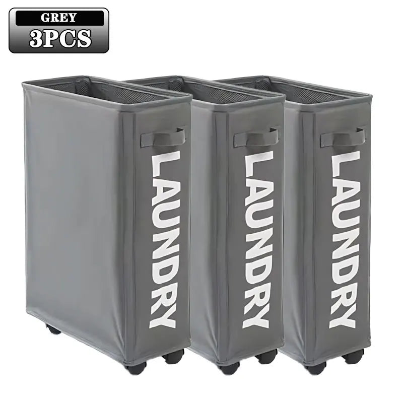 🧺 Foldable Laundry Basket with Wheels – Dirty Clothes & Storage Bin Set 🛞