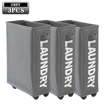 🧺 Foldable Laundry Basket with Wheels – Dirty Clothes & Storage Bin Set 🛞