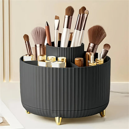 🌀 360° Rotating Makeup Storage Box – Cosmetic, Brush & Desk Organizer