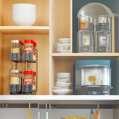 🧂 Sliding Spice Rack – Double Layer Seasoning Organizer for Kitchen Cabinets 🧺