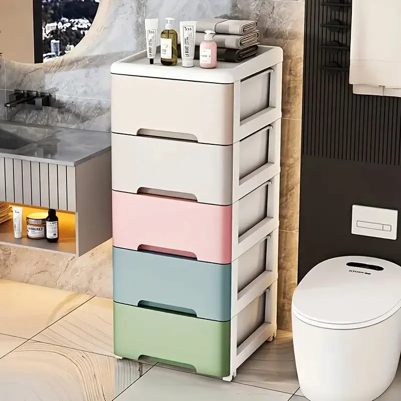 Multi-tier drawer cabinet with 3 to 7 layers and wheels for versatile home storage
