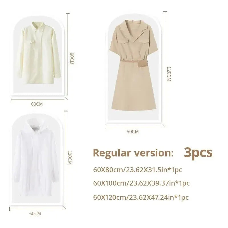 👗 Transparent Dustproof Clothes Cover – Waterproof PEVA Hanging Garment Bags (3/4PCS Set)