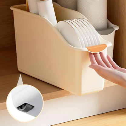 🧺 Curved Plastic Storage Bins – 🧼 Multi-Use Organizer Set for 🏠 Kitchen, 🛁 Bathroom & More