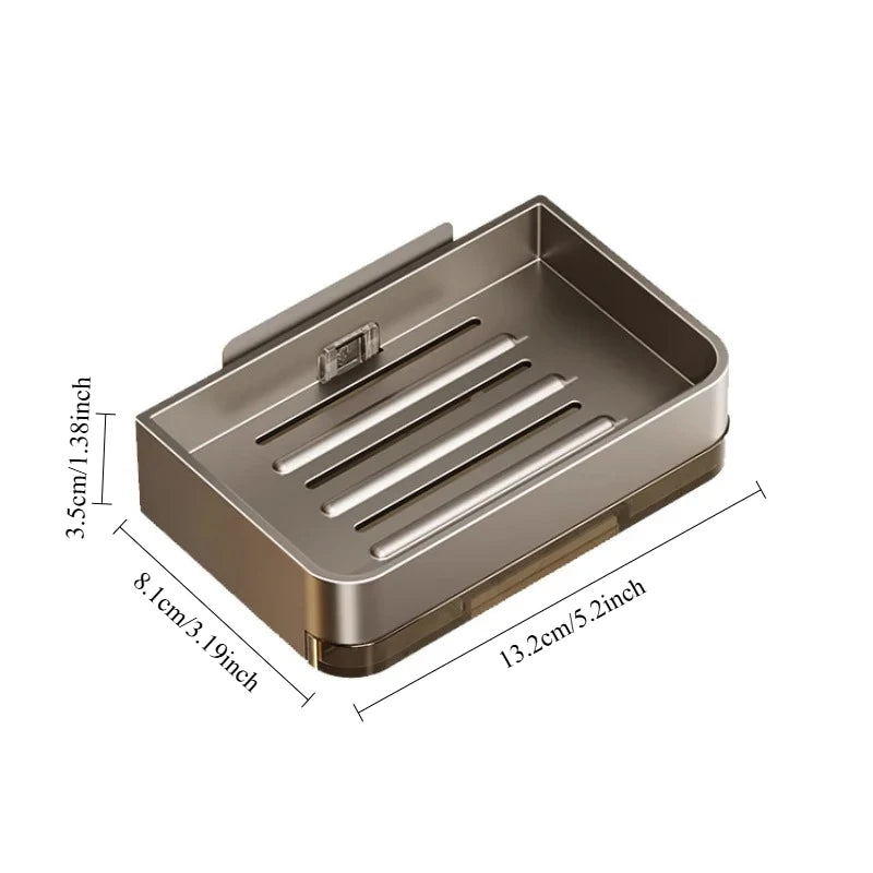 🧼 Wall-Mounted Soap Dish – No-Drill Metal Holder with Drain for Bathroom & Shower 💧