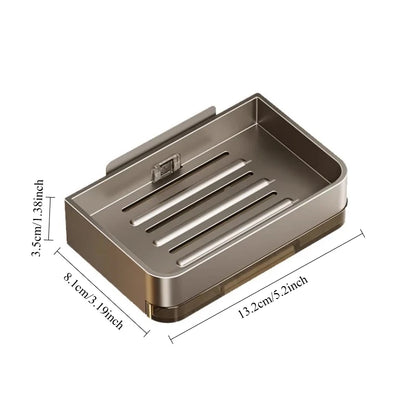 🧼 Wall-Mounted Soap Dish – No-Drill Metal Holder with Drain for Bathroom & Shower 💧