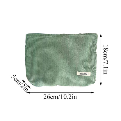 💼 Corduroy Cosmetic Travel Bag – Soft Zipper Makeup Pouch for Women (Large Capacity)