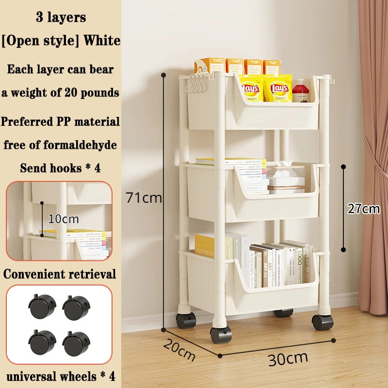 📚 5-Tier Rolling Bookshelf – Portable Corner Storage Rack with Wheels 🛋️🚚