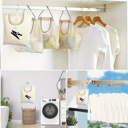 🧺 Hanging Canvas Storage Bag – Washable Clothespin Organizer for Home, Bathroom & Travel 🧵