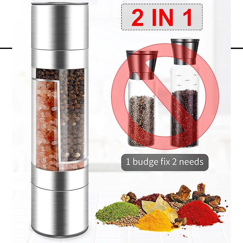 🌿 2-in-1 Manual Salt & Pepper Grinder – Stainless Steel Mill 🌿