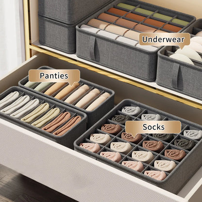 🧺 Foldable Drawer Organizer Box – 1/6/7/20-Grid Storage for Underwear, Socks & Bras