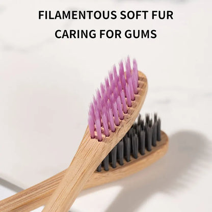 🪥 Bamboo Toothbrush Set – 10Pcs Eco-Friendly Wooden Brushes 🪥