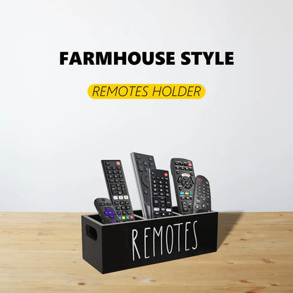 Wooden Remote Control Holder – Farmhouse Storage Box for Bedside, Living Room, Office
