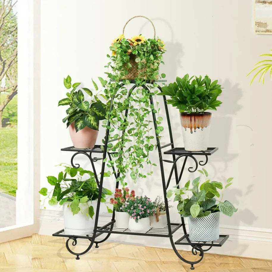 Metal plant stand tiered flower pot holder indoor outdoor garden display rack
