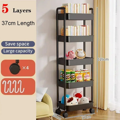 🛒 5-Tier Rolling Storage Cart – Mobile Organizer for Kitchen, Bathroom & More 🧺