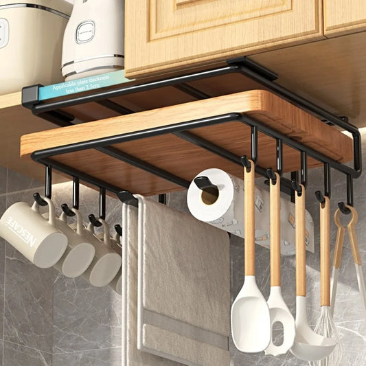 🧻 Kitchen Hanging Rack 🥄 Paper Towel + Pot Lid + Cutting Board Shelf 🧺