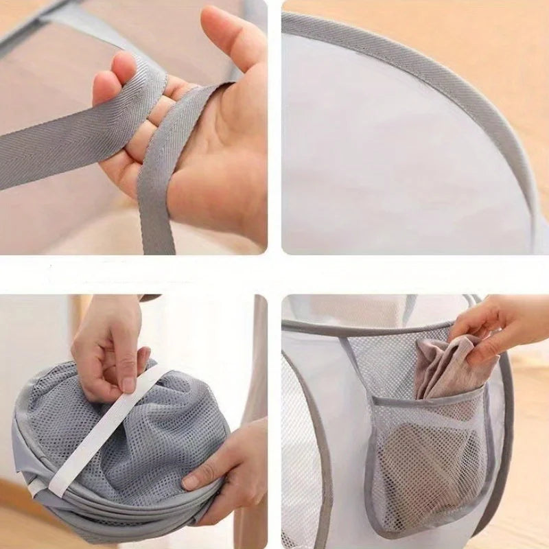 🧺 Foldable Mesh Laundry Hamper – Organise Dirty Clothes in Style! ♻️