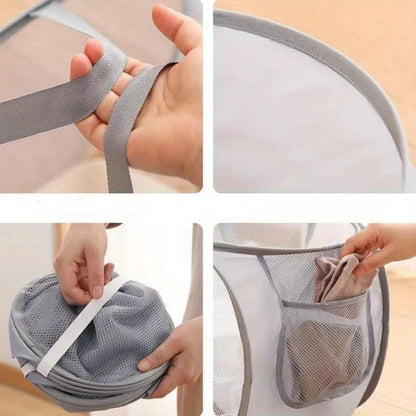 🧺 Foldable Mesh Laundry Hamper – Organise Dirty Clothes in Style! ♻️