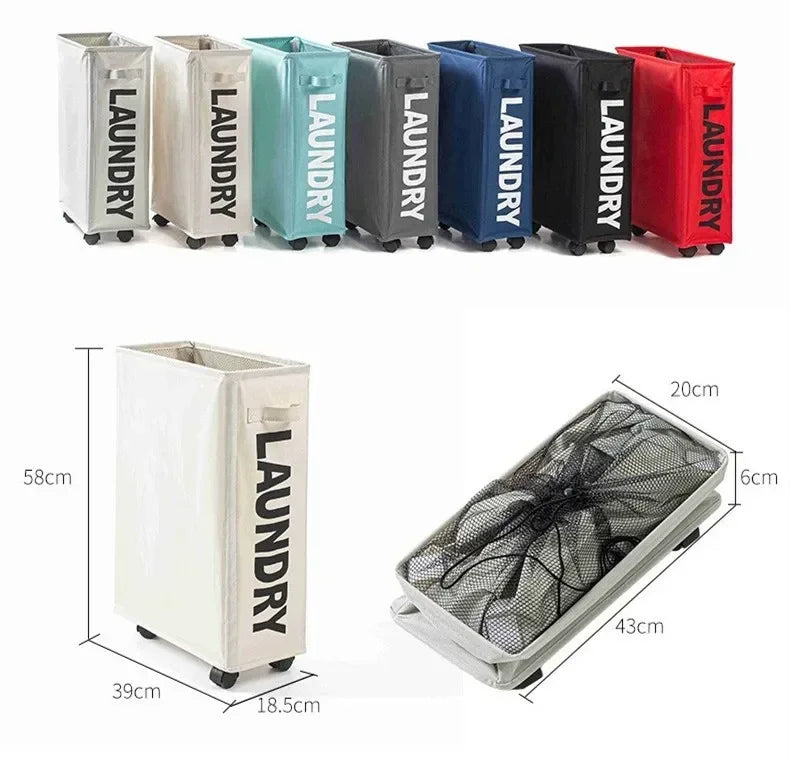 🧺 Foldable Laundry Basket with Wheels – Dirty Clothes & Storage Bin Set 🛞