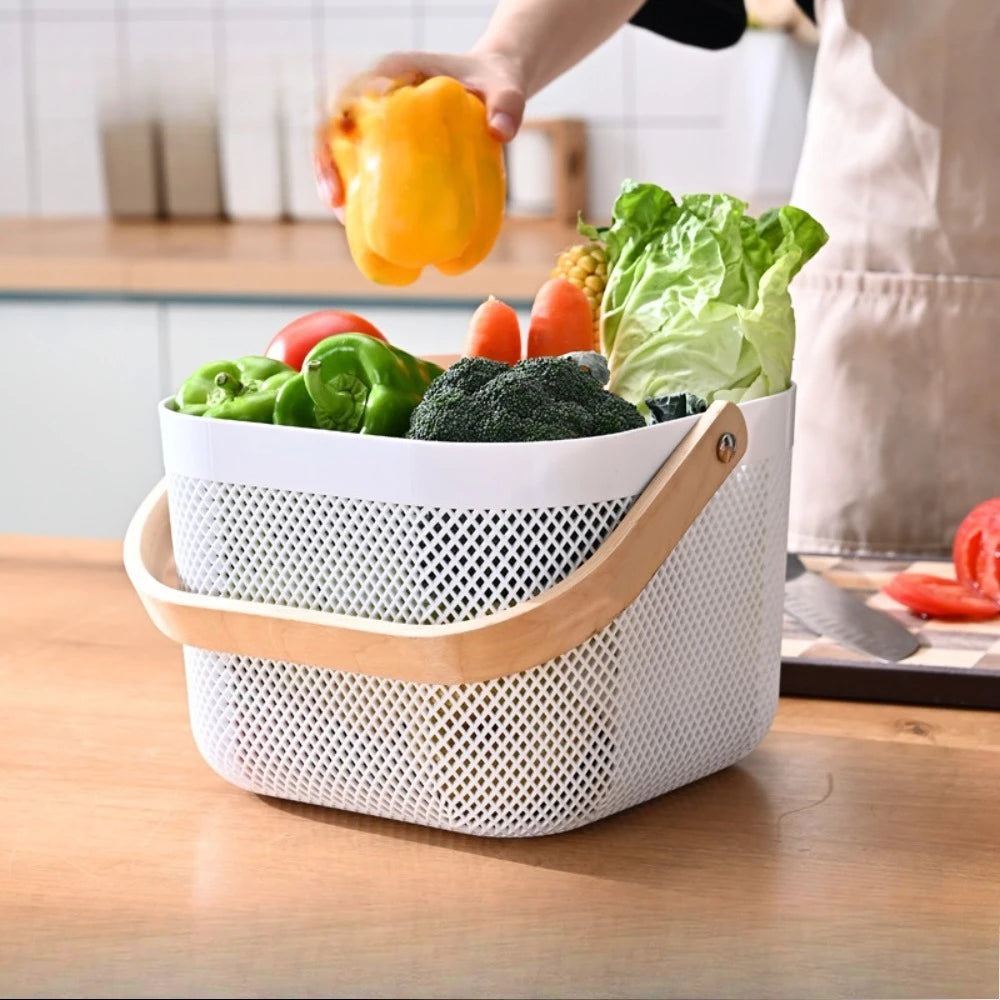 🧺 Fruit & Veggie Drain Basket – Multi-Purpose Storage for Kitchen & Home 🍎🧻
