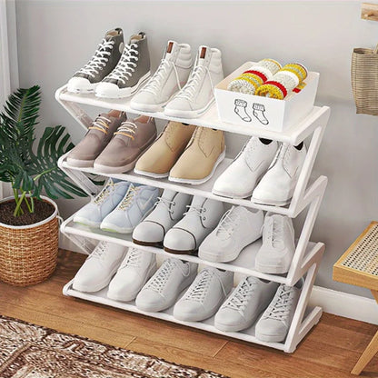👟 4-Tier Z-Shaped Shoe Rack – No-Tool Stackable Storage for Home, Dorm & Entryway