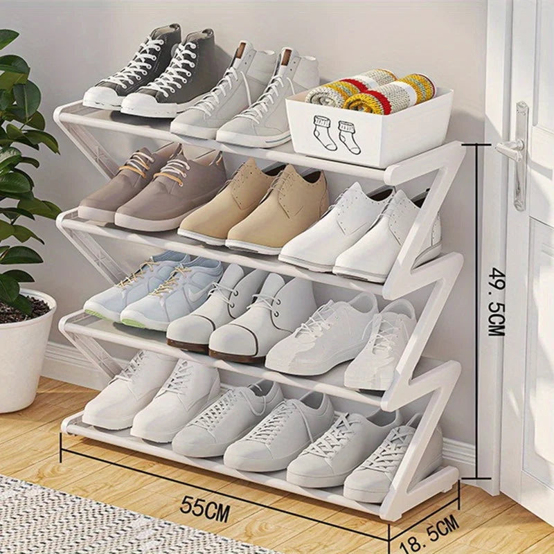 👟 4-Tier Z-Shaped Shoe Rack – No-Tool Stackable Storage for Home, Dorm & Entryway