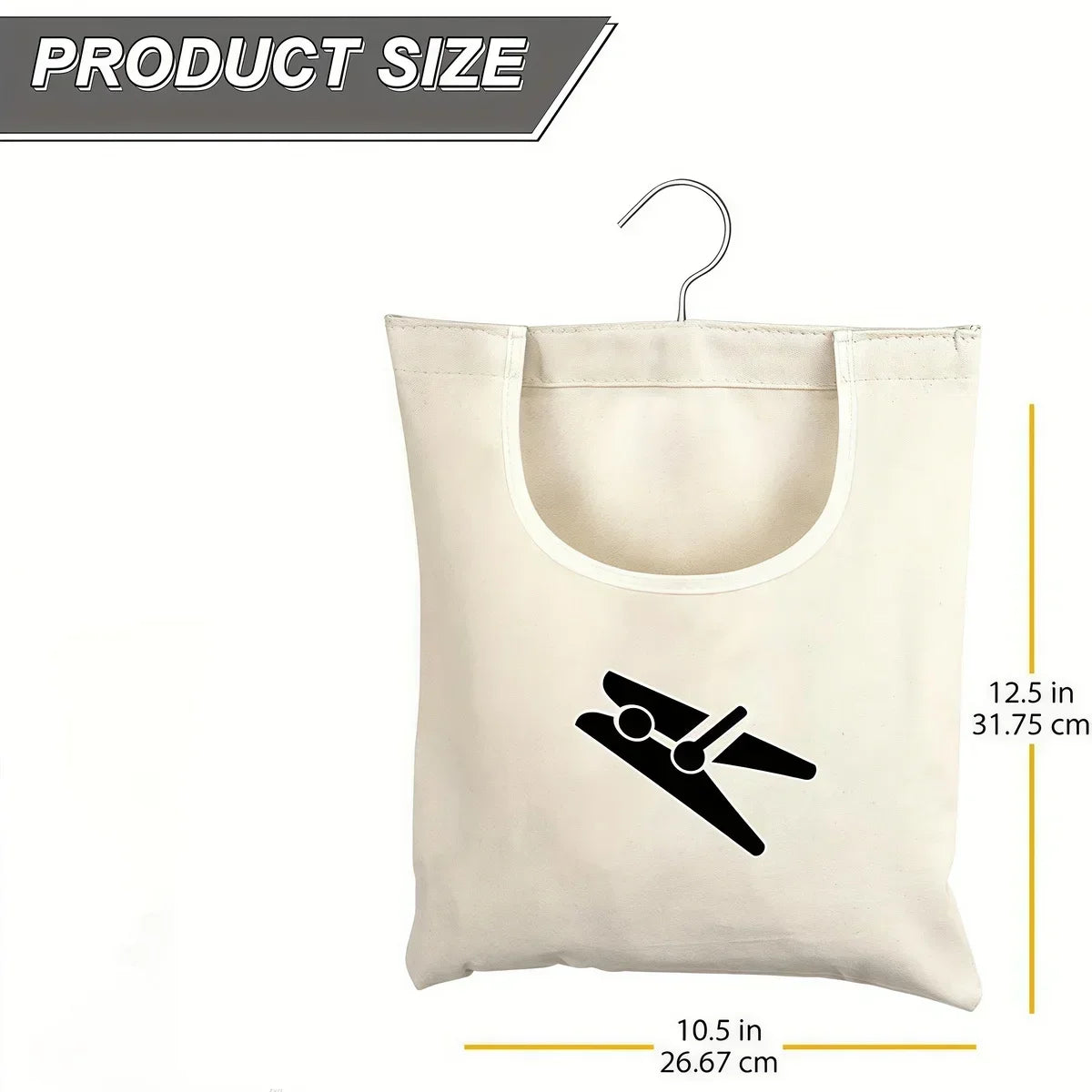 🧺 Hanging Canvas Storage Bag – Washable Clothespin Organizer for Home, Bathroom & Travel 🧵