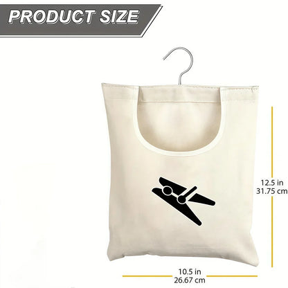 🧺 Hanging Canvas Storage Bag – Washable Clothespin Organizer for Home, Bathroom & Travel 🧵