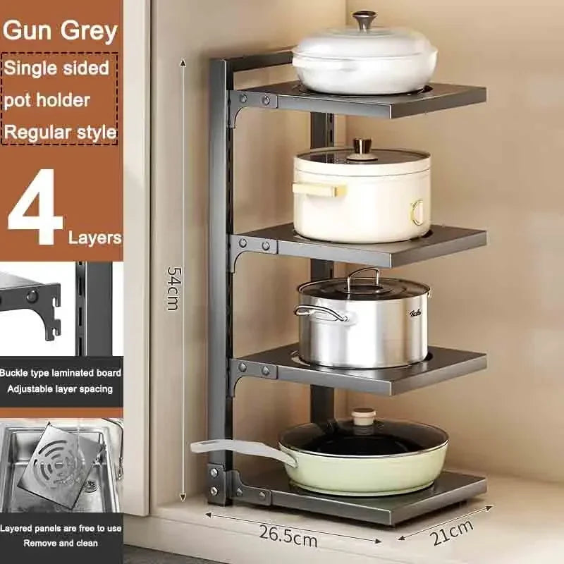 Adjustable Under Sink Pot Rack  Multi-Layer Storage Shelf  Rustproof Kitchen Organizer