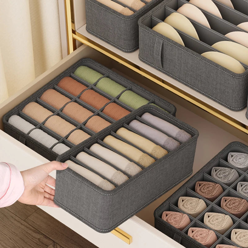 🧺 Foldable Drawer Organizer Box – 1/6/7/20-Grid Storage for Underwear, Socks & Bras