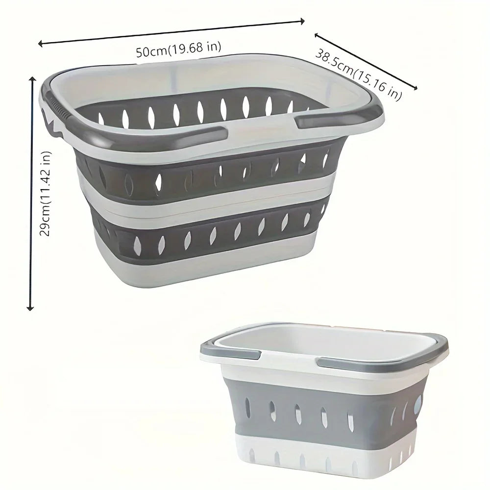 🧺 Foldable Laundry Basket with Handles – Durable Space-Saving Plastic Hamper for Home