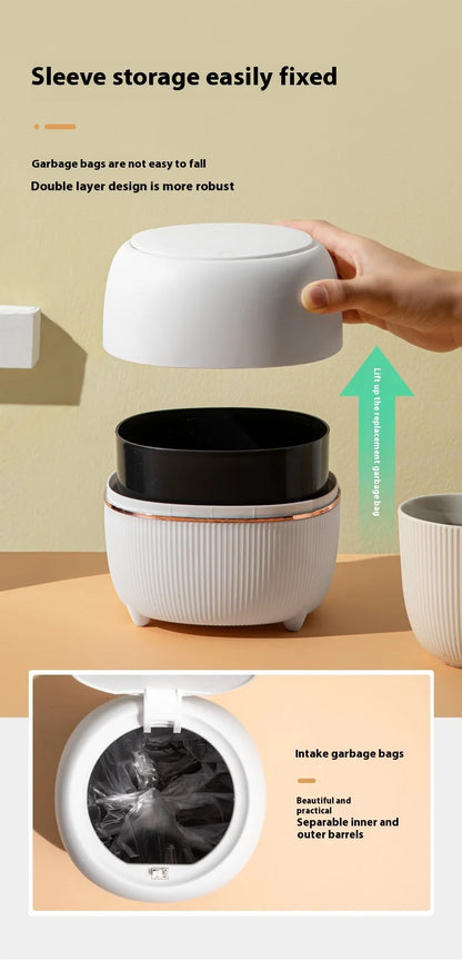 🗑️ Mini Desktop Trash Can – Pop-Up Lid Storage Bin for Coffee Tables & Office Desks ✨