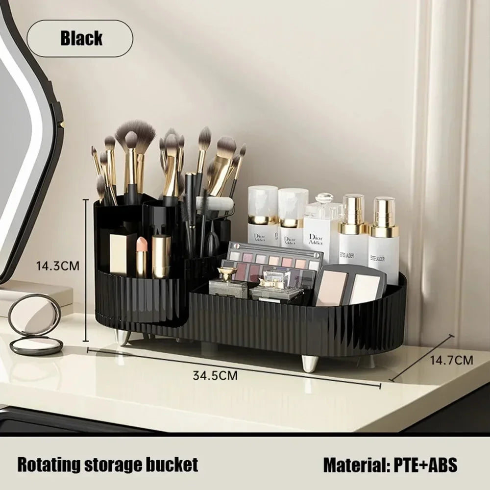 💄 360° Rotating Makeup Organizer – Large Capacity Cosmetic Storage Box 🔄