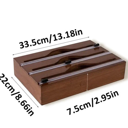 Bamboo Kitchen Wrap & Bag Dispenser With Cutter