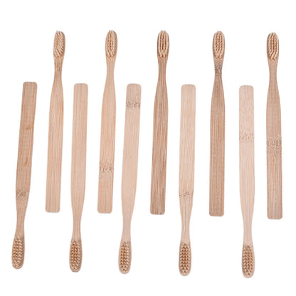 ✨Bamboo Charcoal Toothbrush – 10Pcs Eco-Friendly Wooden Set
