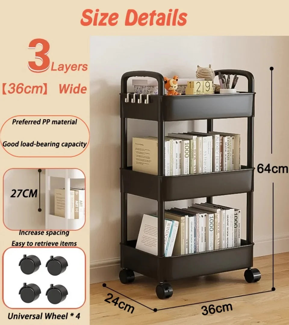 🛒 Kitchen Storage Trolley 🛁 Multi-Tier Utility Cart 🔄 Rolling Shelf Rack 📚